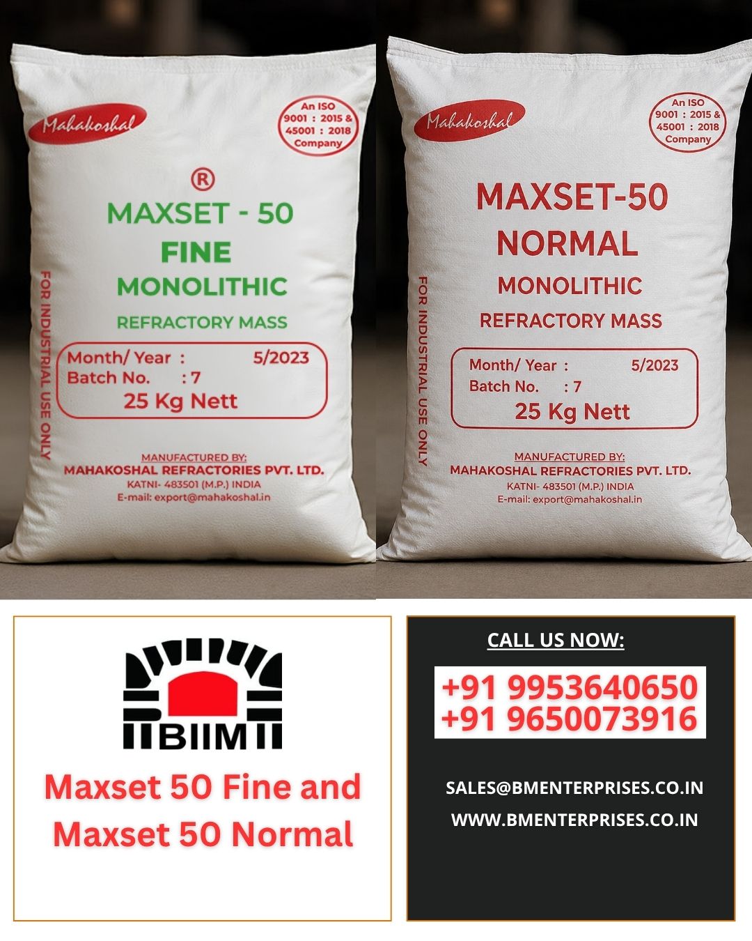  Top Selling Refractory Mass Cement Maxset 50 Fine and Normal