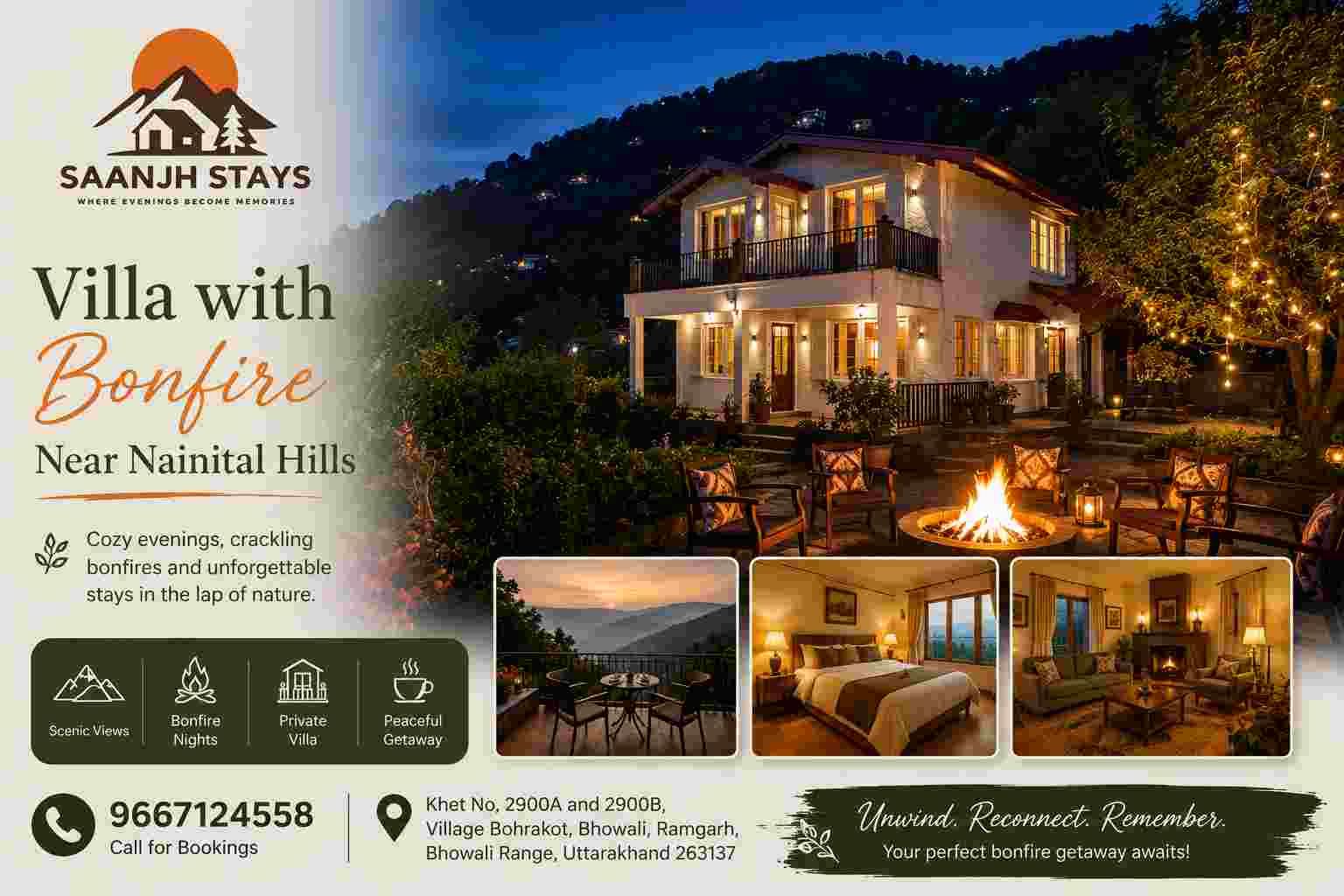  Villa with Bonfire Near Nainital Hills