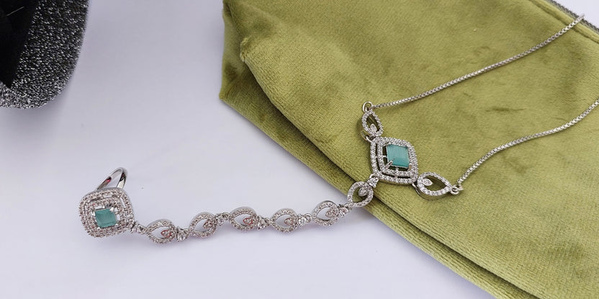  Hand Chain Bracelet & Stainless Steel Ring Bracelet