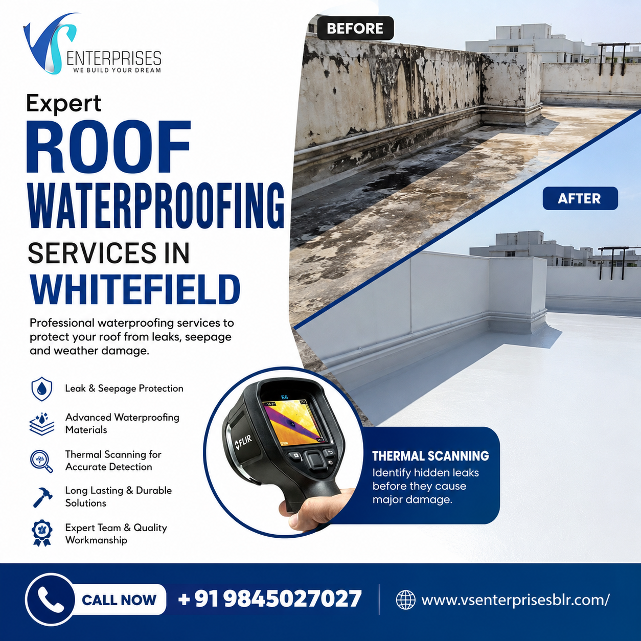  Expert Roof waterproofing services in Whitefield