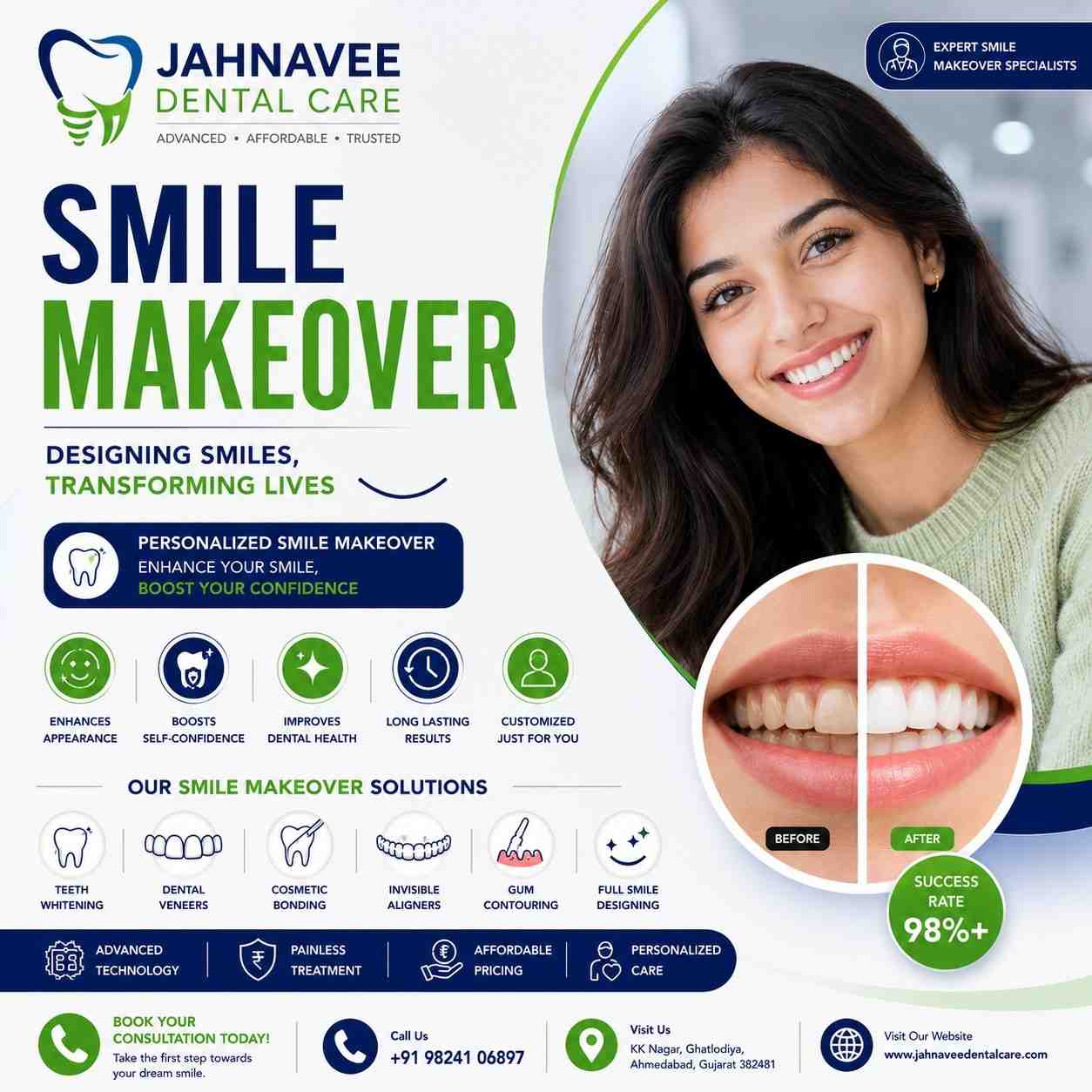  Smile Makeover Treatment in Ghatlodiya – DR. Jahanvee