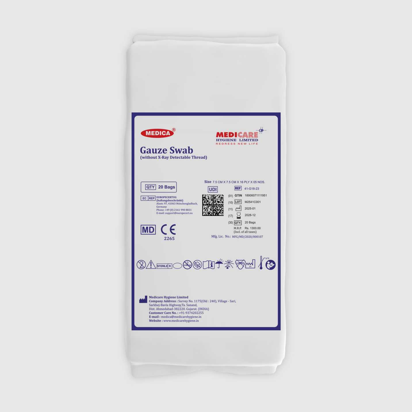  Gamma Sterile Gauze Swab Manufacturer & Exporter from India