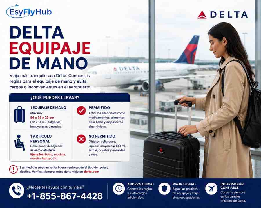  ¿Cuál es el equipaje de mano permitido en Delta Airlines?