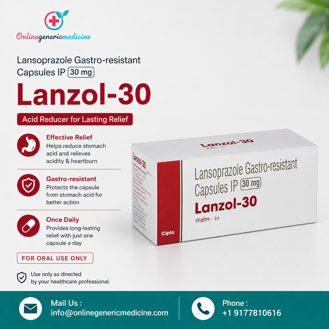  Lanzol (Lansoprazole) | Supports Acid Reflux, GERD & Stomach Acid Management with OnlineGenericMedicine