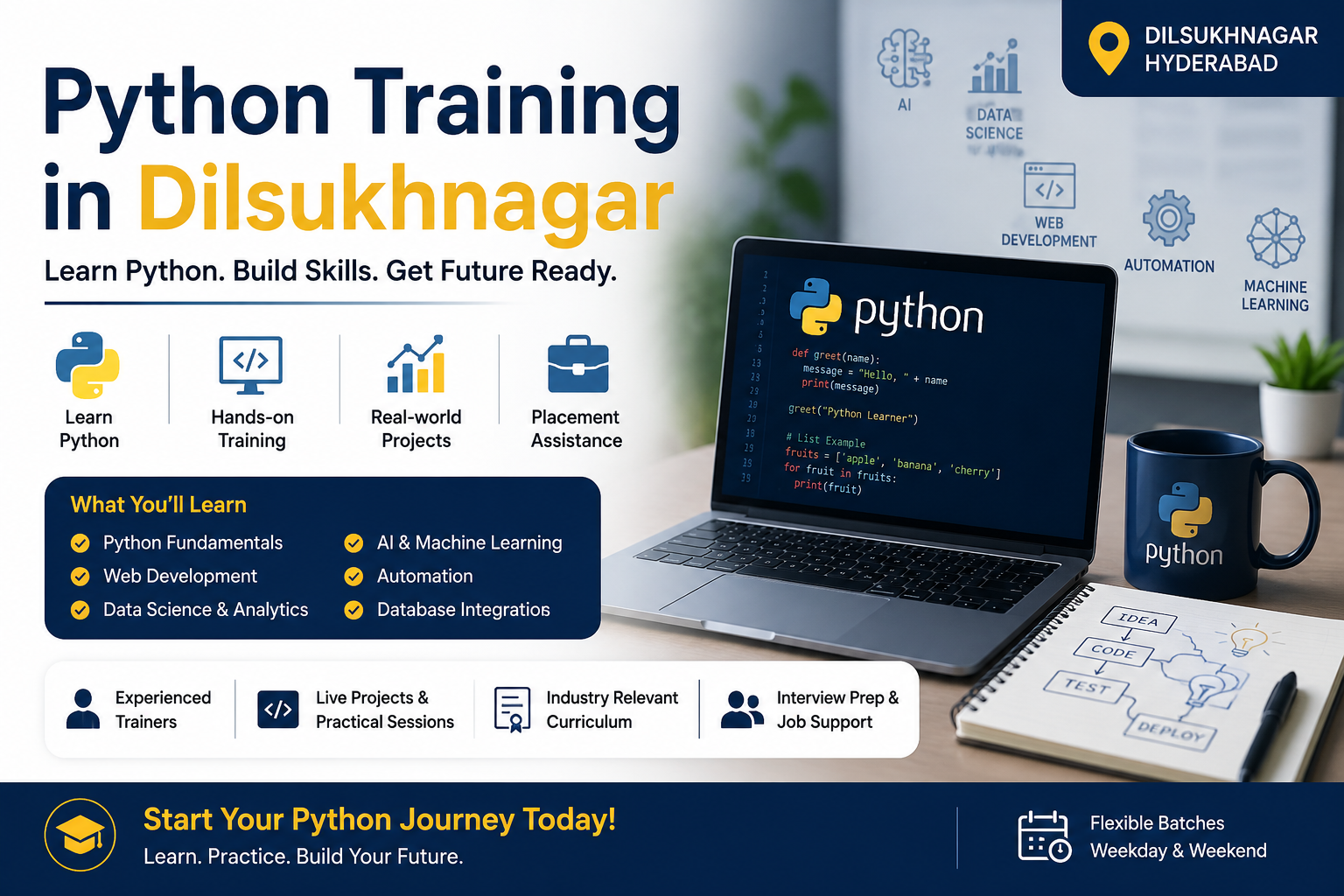  Python Training in Dilsukhnagar: Build In-Demand Programming Skills for Your Career