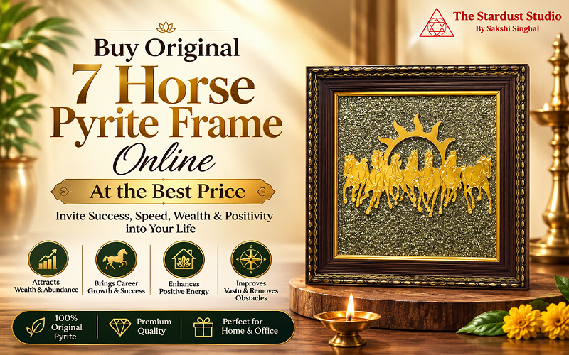  Buy Original 7 Horse Pyrite Frame Online | The Stardust Studio