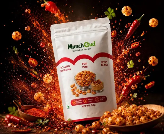  Roasted Peri Peri Makhana | Healthy Fox Nuts Snack - MunchGud