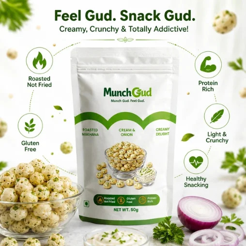  Cream & Onion Roasted Makhana | Healthy Fox Nuts - MunchGud