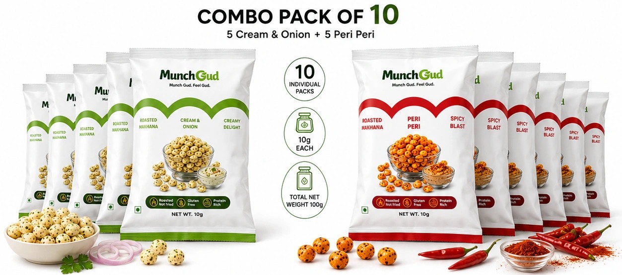  Roasted Peri Peri & Cream & Onion Makhana Combo Pack (10 x 10g)