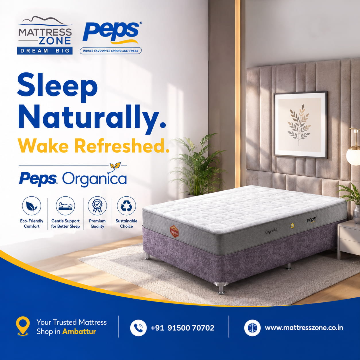  Mattress Shop in Ambattur – Choose the Eco-Friendly Comfort of Peps Organica Mattress
