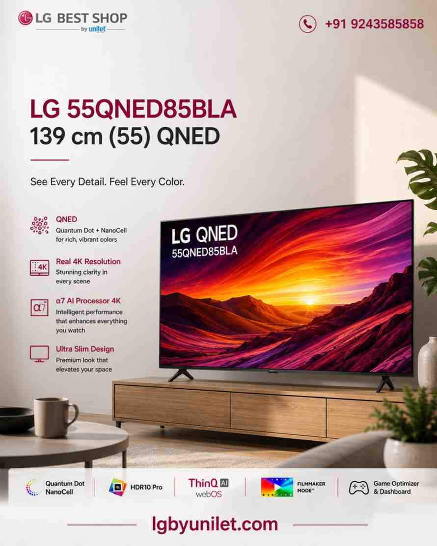  LG 55QNED85BLA 139 cm (55) QNED 4K Smart TV | LG By Unilet