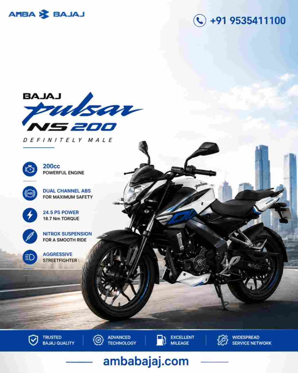 Bajaj Pulsar NS200 | Price, Features & Offers | Amba Bajaj