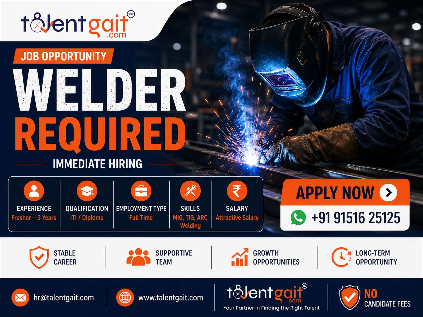  Welder Jobs | ITI Welder Required | Full-Time Jobs | TalentGait