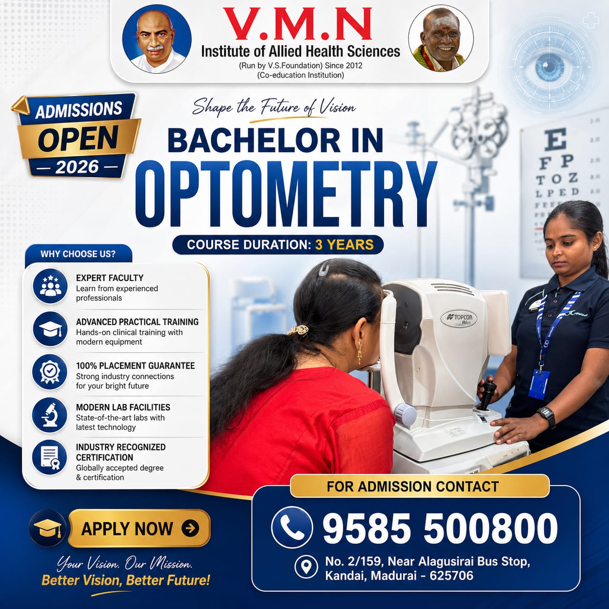  Turn Your Passion into a Career with Best Optometry college in Tamil Nadu- V.M.N Institute of Allied Health Sciences
