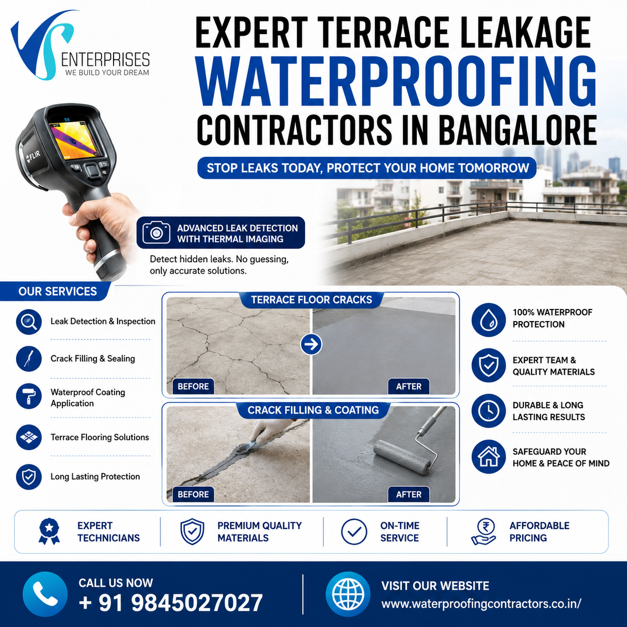  Expert Terrace Leakage Waterproofing Contractors in Bangalore