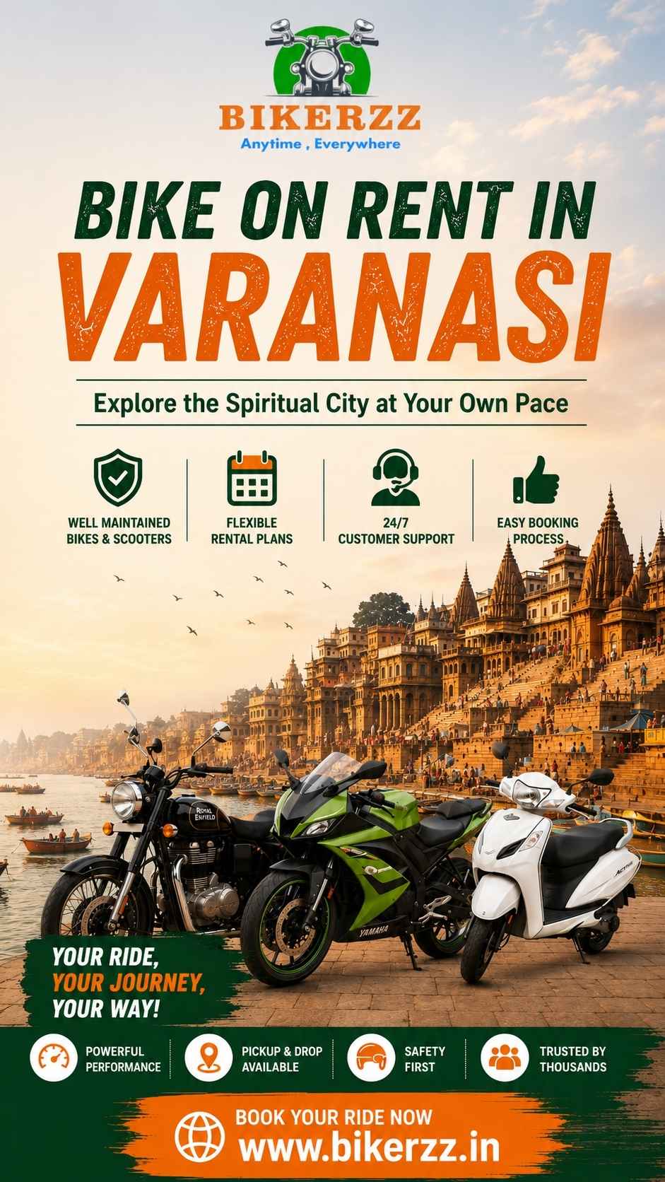 Bike on Rent in Varanasi | Affordable Bike & Scooty Rental – Bikerzz