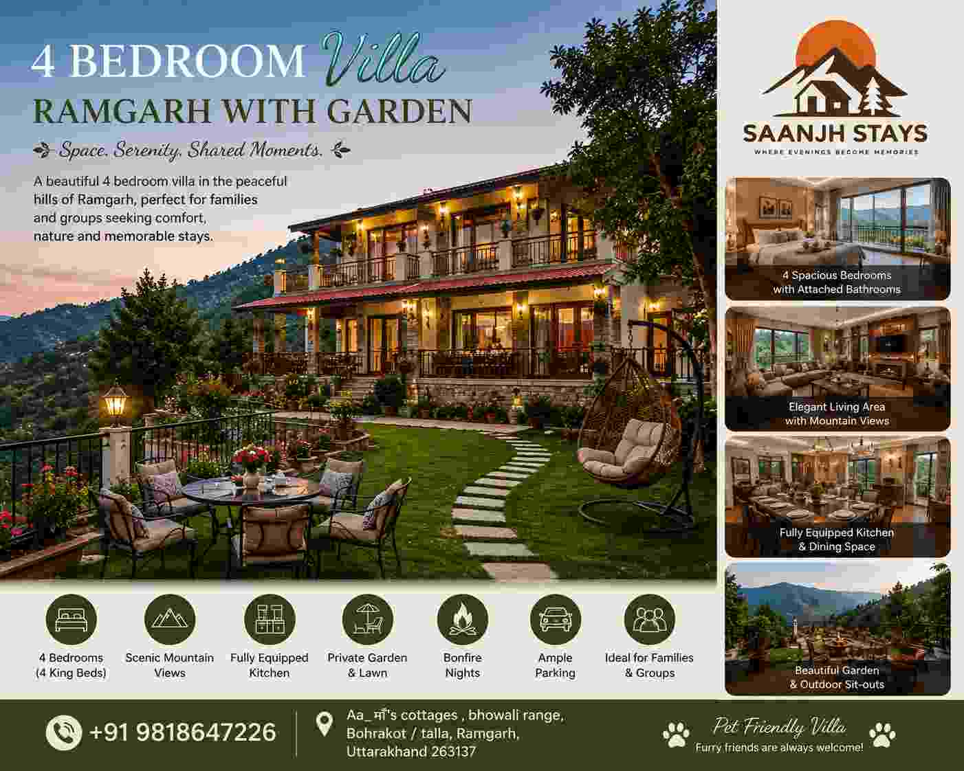  4 Bedroom Villa Ramgarh with Garden