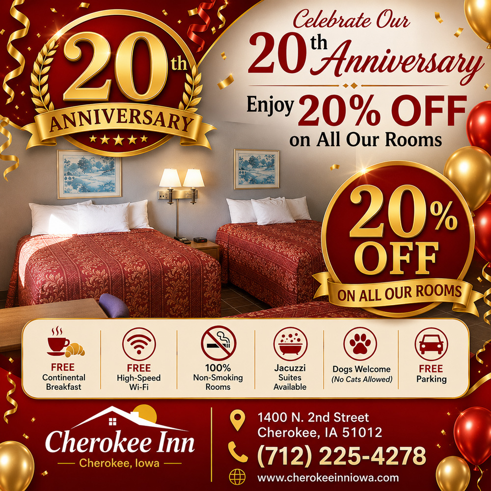 Celebrate Our 20th Anniversary and Enjoy 20% OFF on All Our Rooms