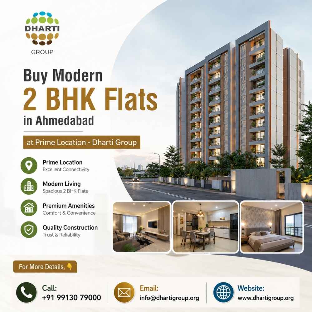  Buy Modern 2 BHK Flats in Ahmedabad at Prime Location - Dharti Group