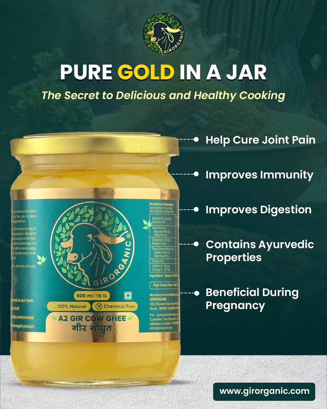  Pure Ghee for Healthy Cooking & Daily Nutrition – Premium GirOrganic Traditional Desi Ghee