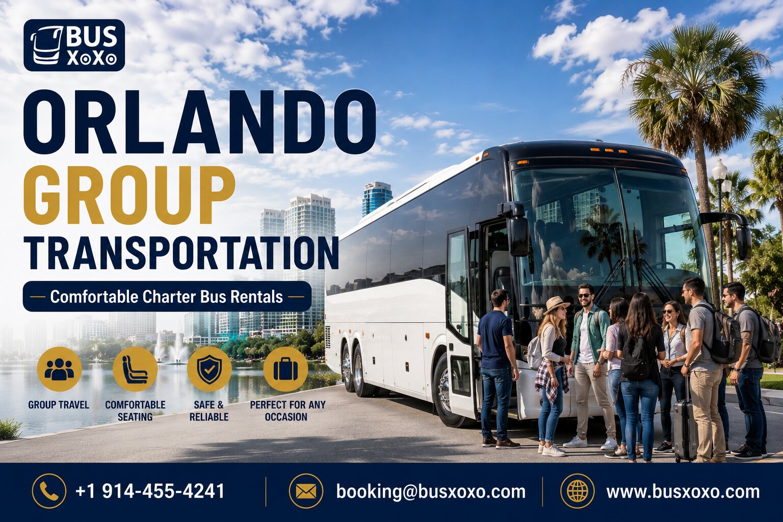  Orlando Group Transportation Services with Comfortable Charter Bus Rentals