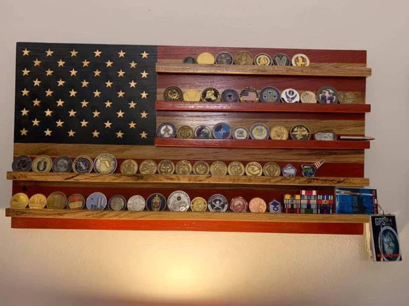  Wooden Flag Coin Holder | Premium Challenge Coin Display Flag – Empty Barrel