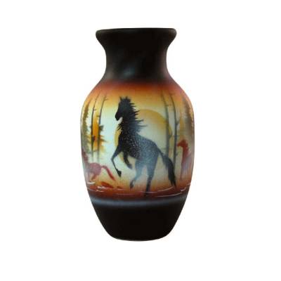  Born Free Horses Vase | Antique-Inspired Horse Hair Pottery For Sale
