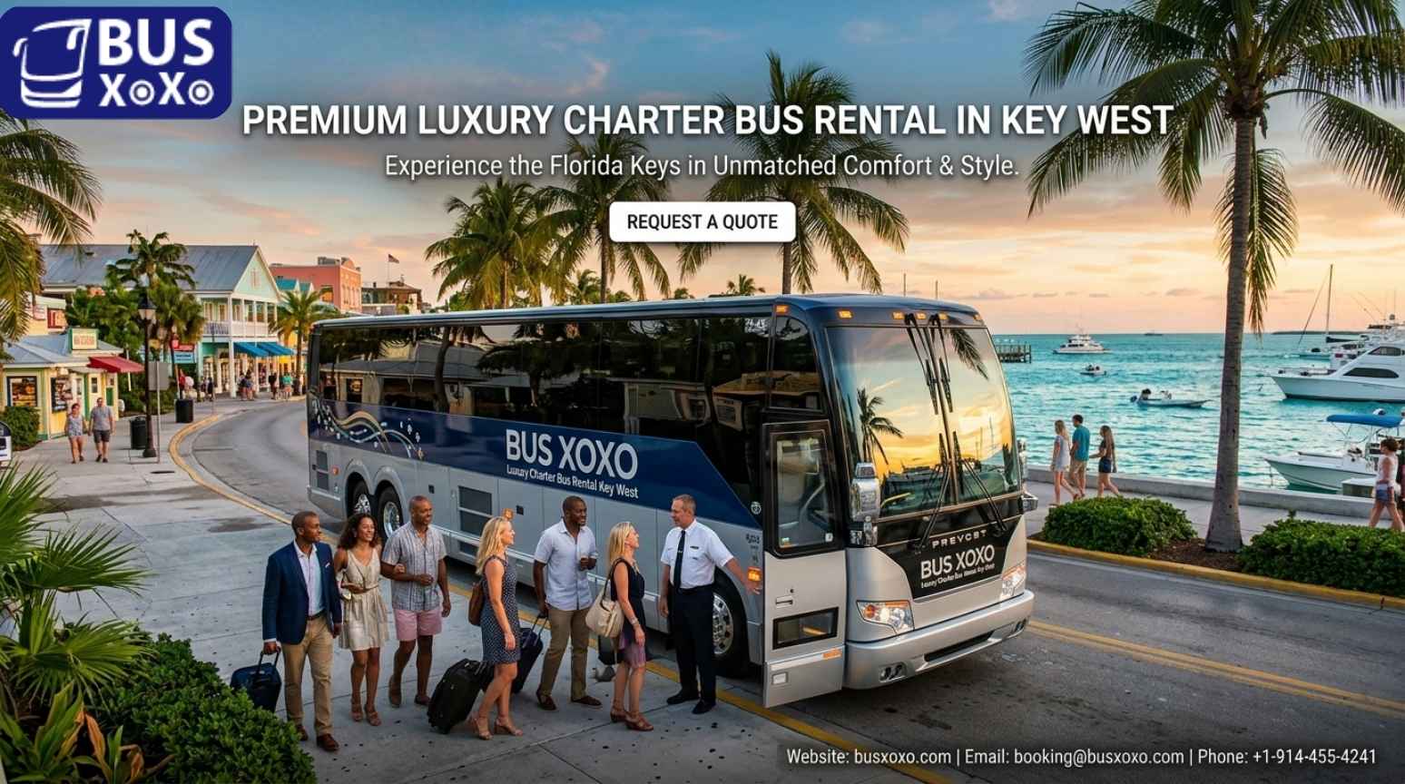  Luxury Charter Bus Rental in Key West with Professional Drivers