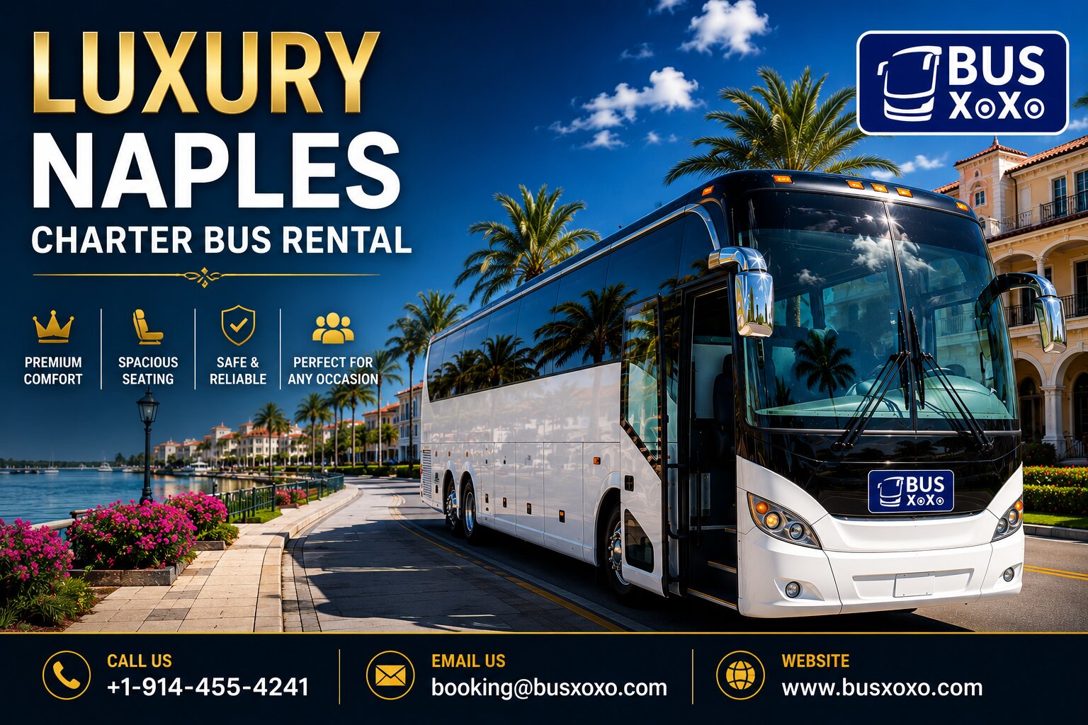  Luxury Charter Bus Rental in Naples with Experienced Professional Drivers