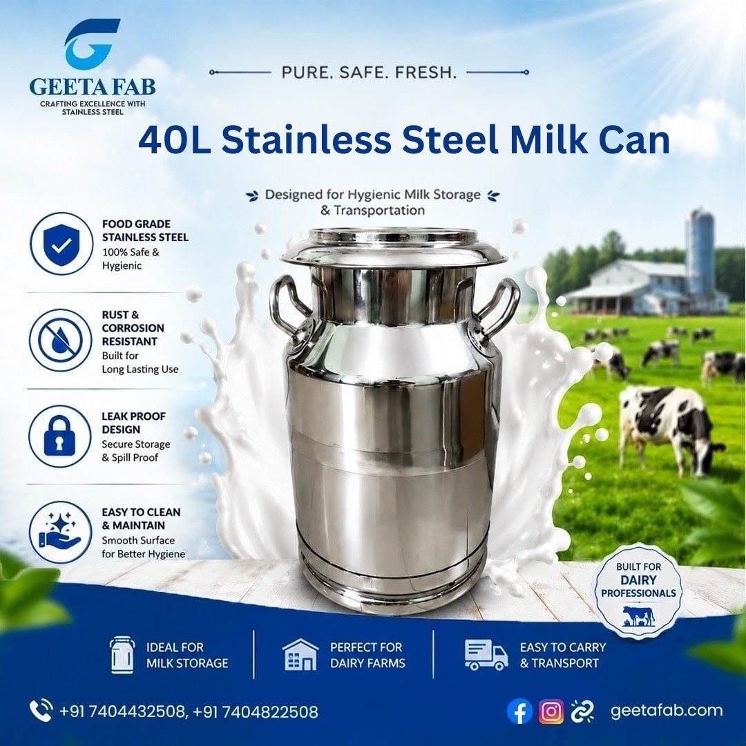 Buy 40 Litre Stainless Steel Milk Can at Best Price - Geeta Fab