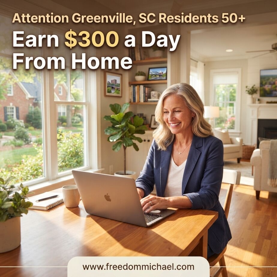  Attention: Greenville, SC Residents Age 50 and Over — Ready to Earn Extra Income Online?