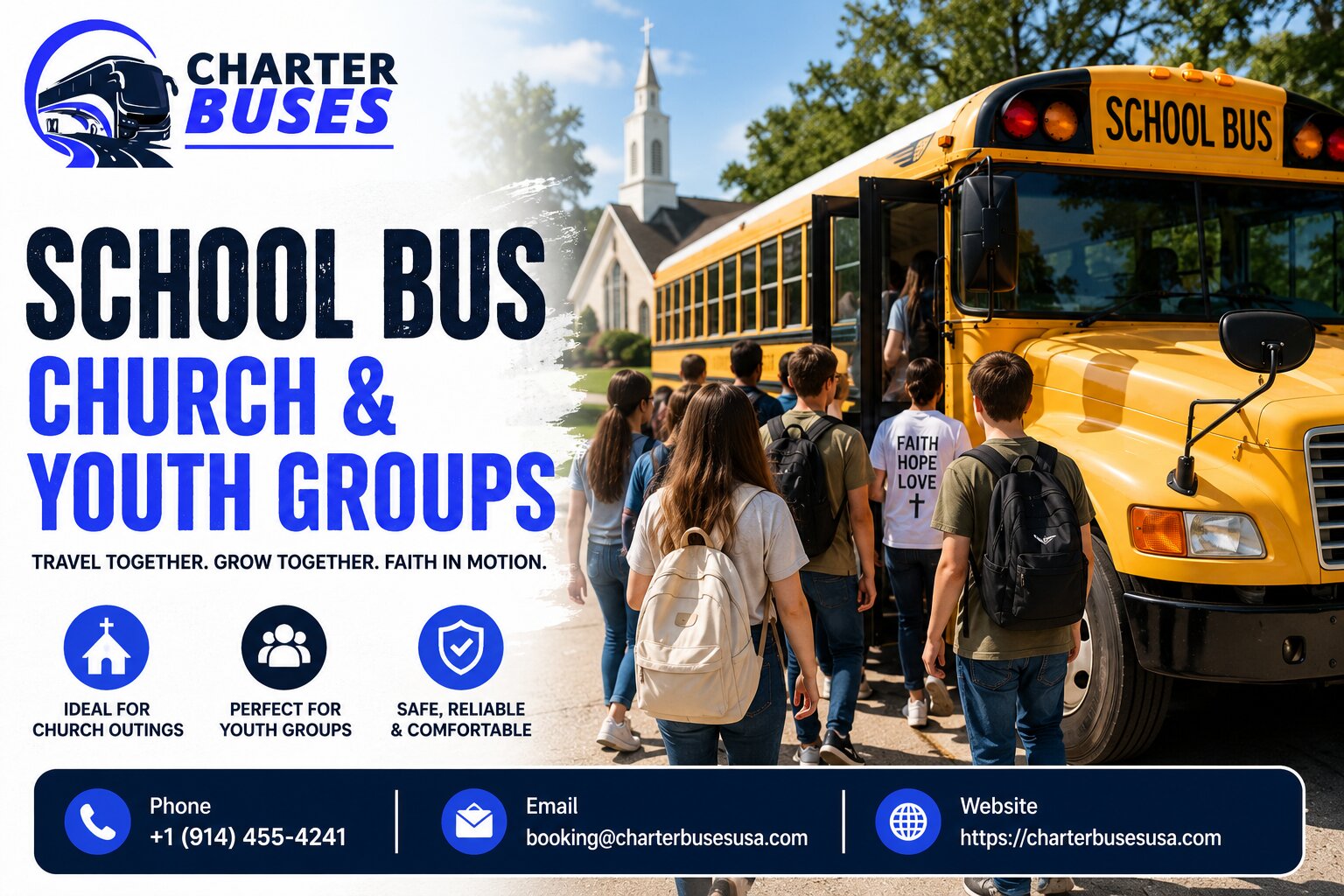  School Bus Charter for Churches and Youth Groups