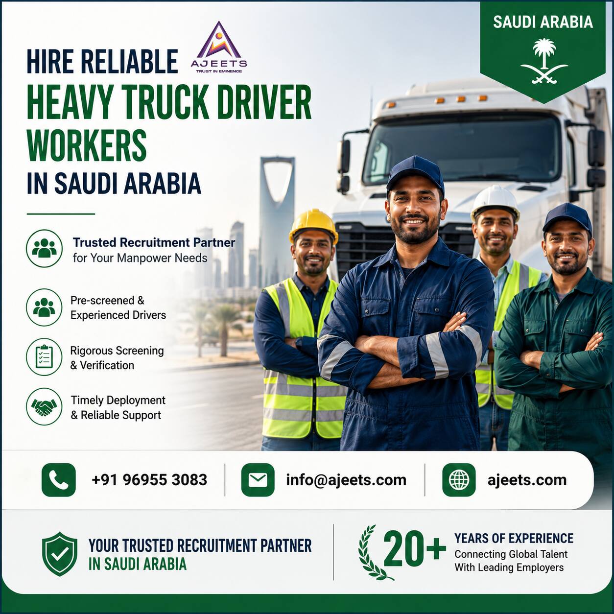  Recruitment Agencies in Saudi Arabia – Heavy Truck Drivers