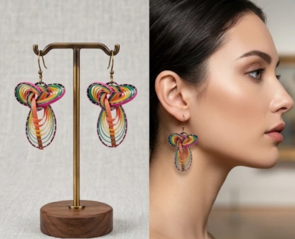  Buy Exclusive Handmade Artisan Earrings with Spiral Rainbow Design