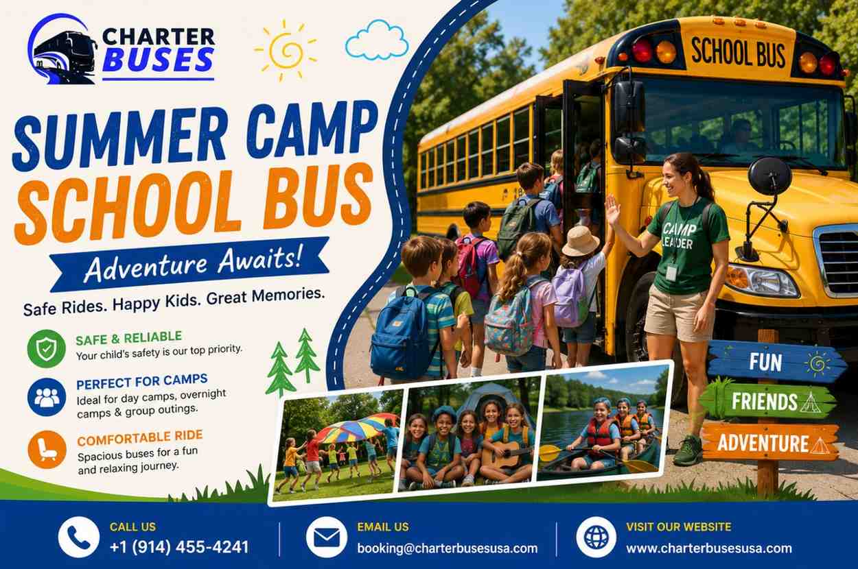  Reliable Summer Camp School Bus Rental for Group Transportation