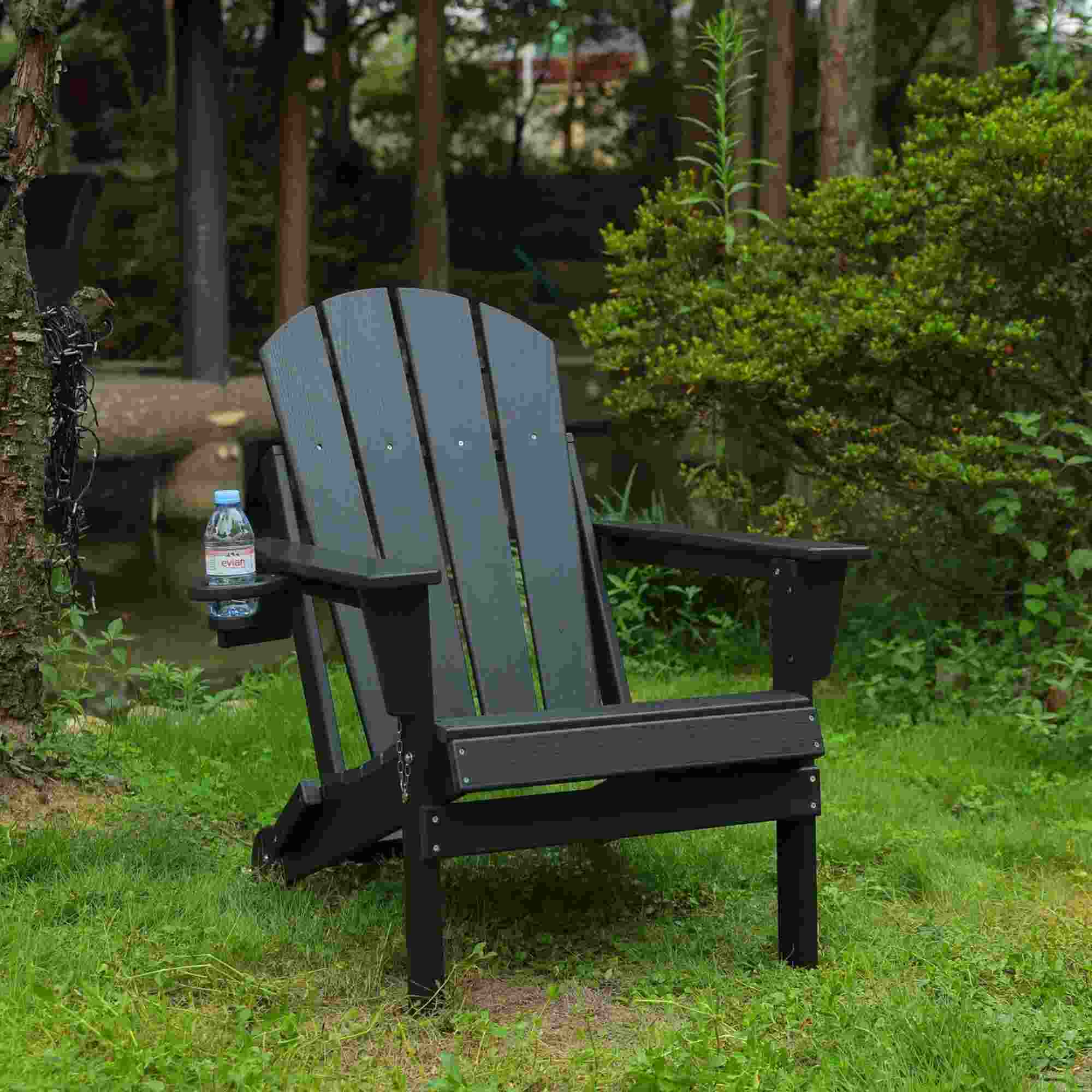  Folding HDPE Adirondack Chair with Cup Holder | Durable