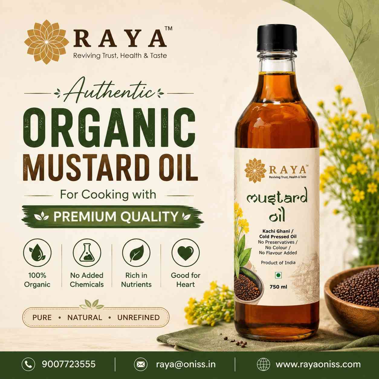  Authentic Organic Mustard Oil For Cooking with Premium Quality