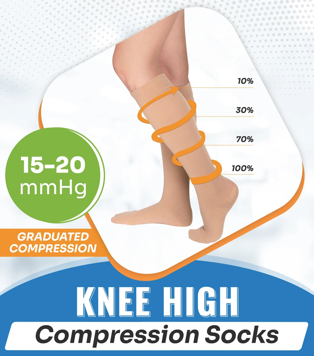  SNUG360 15-20 mmHg Knee High Compression Socks - All-Day Leg Support & Comfort