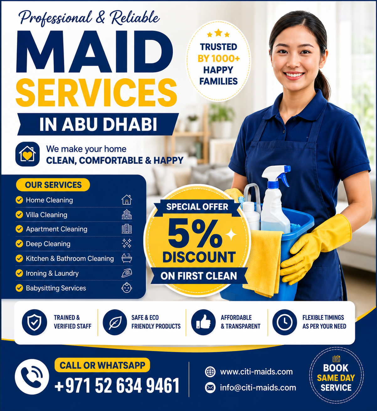  Maid Services Abu Dhabi | Professional Home Cleaning by Citi Maids