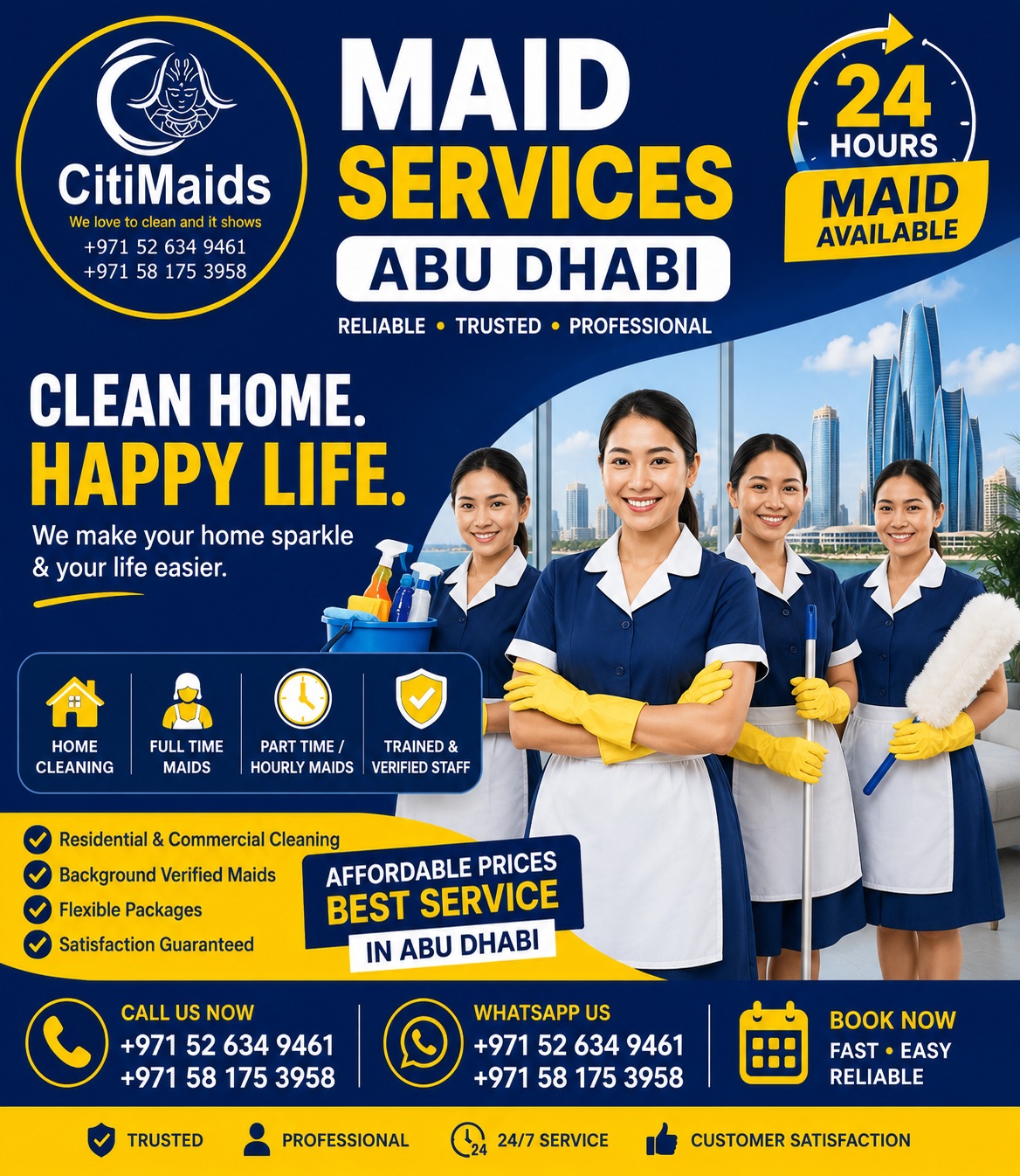  Maid Cleaning Services Abu Dhabi – Reliable, Professional & Affordable Cleaning Solutions