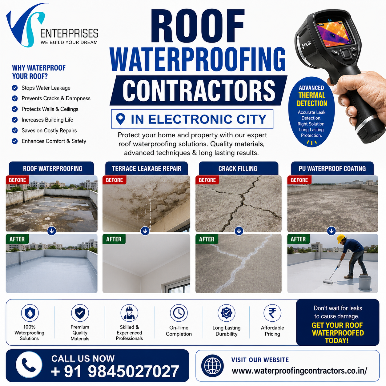  Roof waterproofing contractors in Electronic City