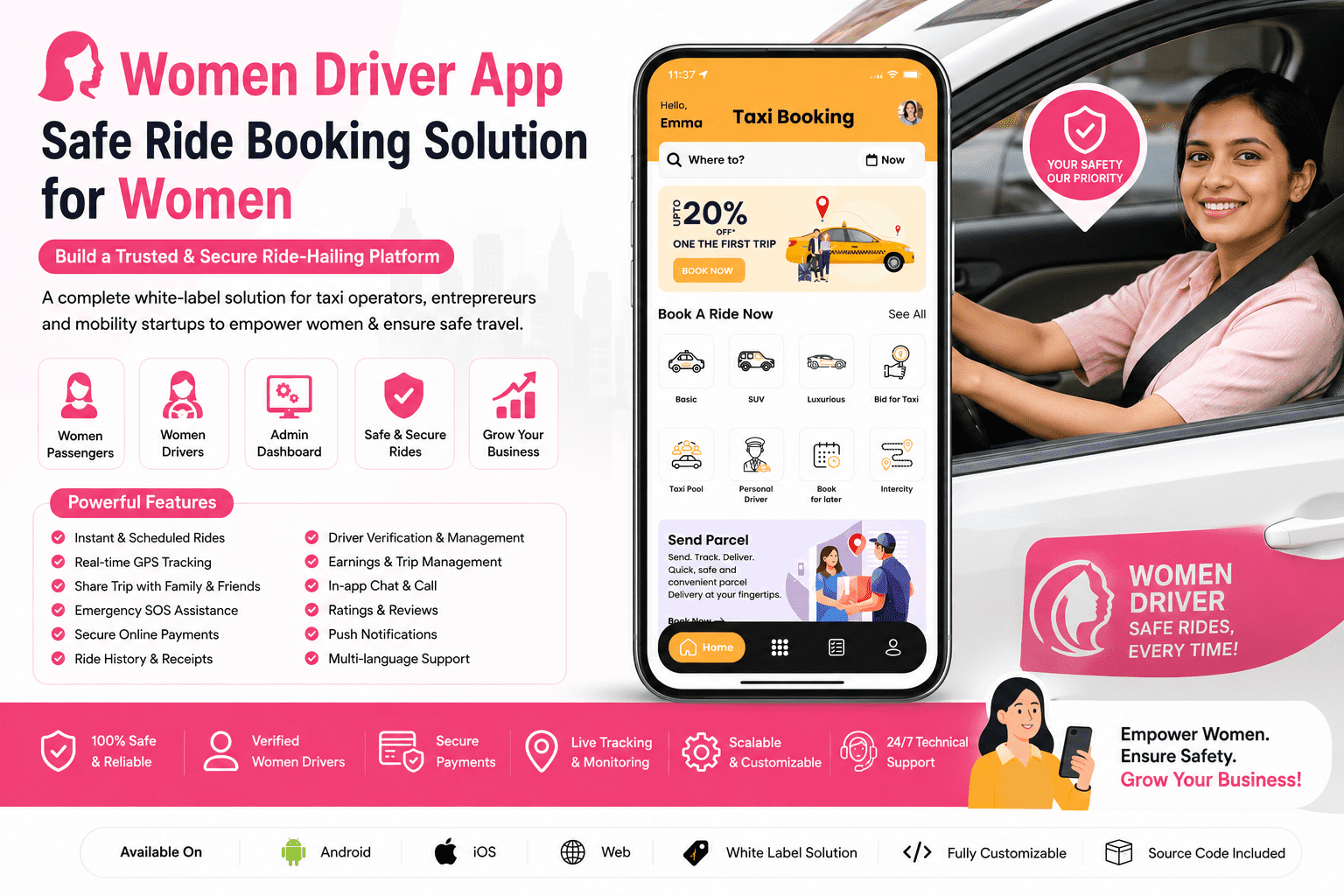  Women Driver App  Safe Ride Booking Solution for Women