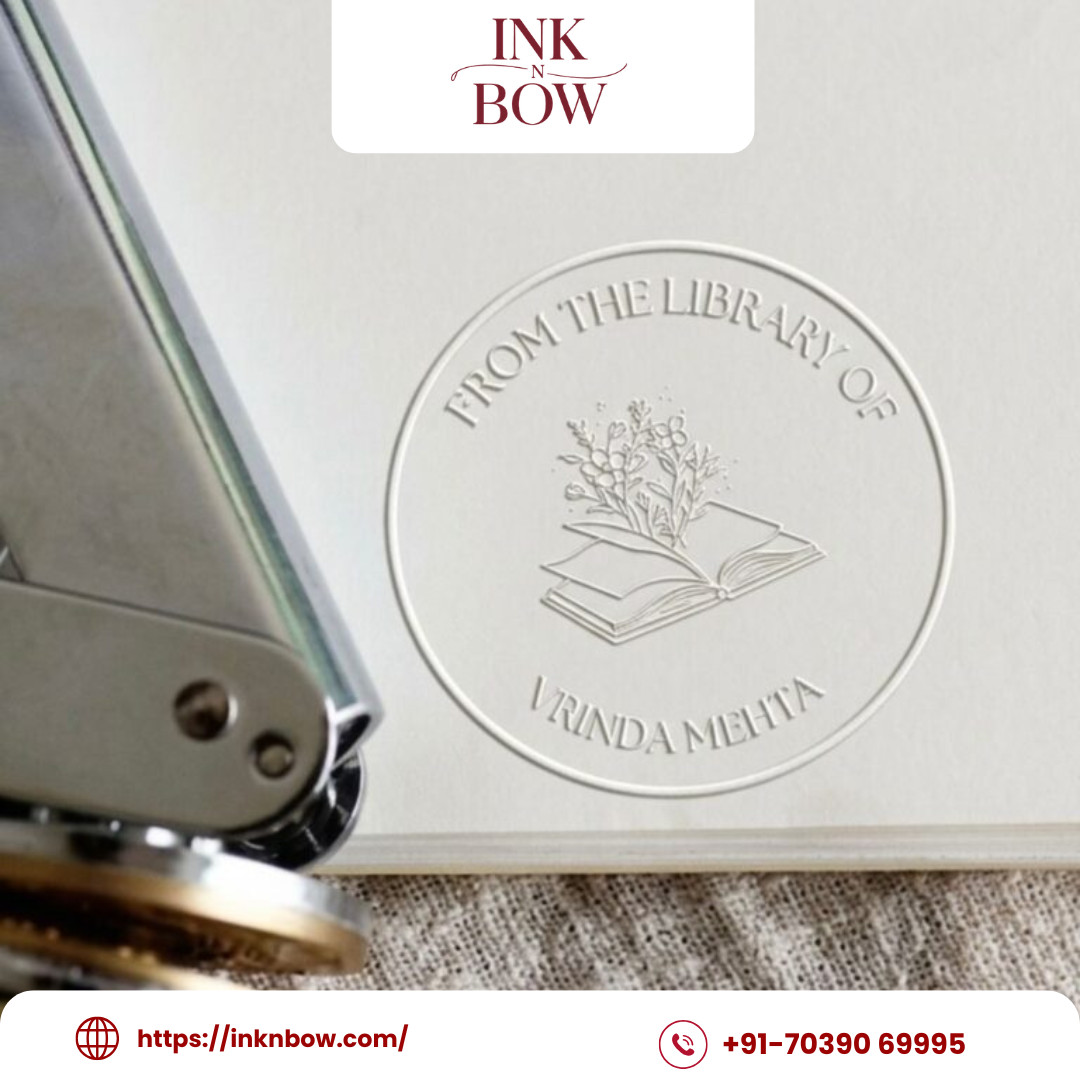 Floral Library Paper Embosser – Custom Name Stamp | Ink N Bow