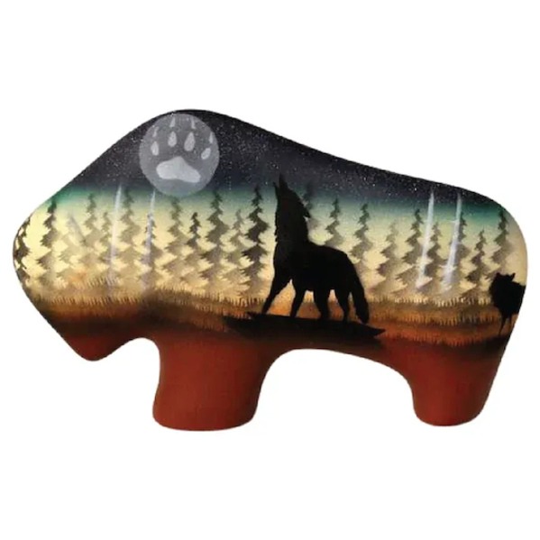  Wolf Shadows Medium Buffalo Art Pottery for Sale