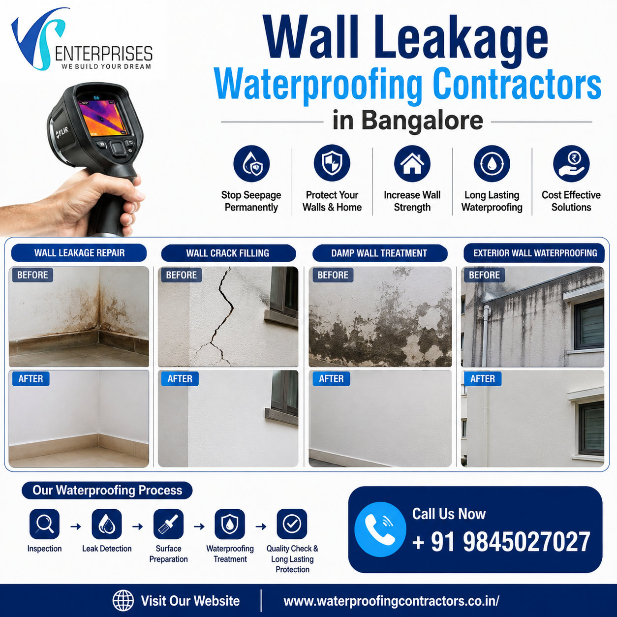  Wall leakage waterproofing contractors in Bangalore