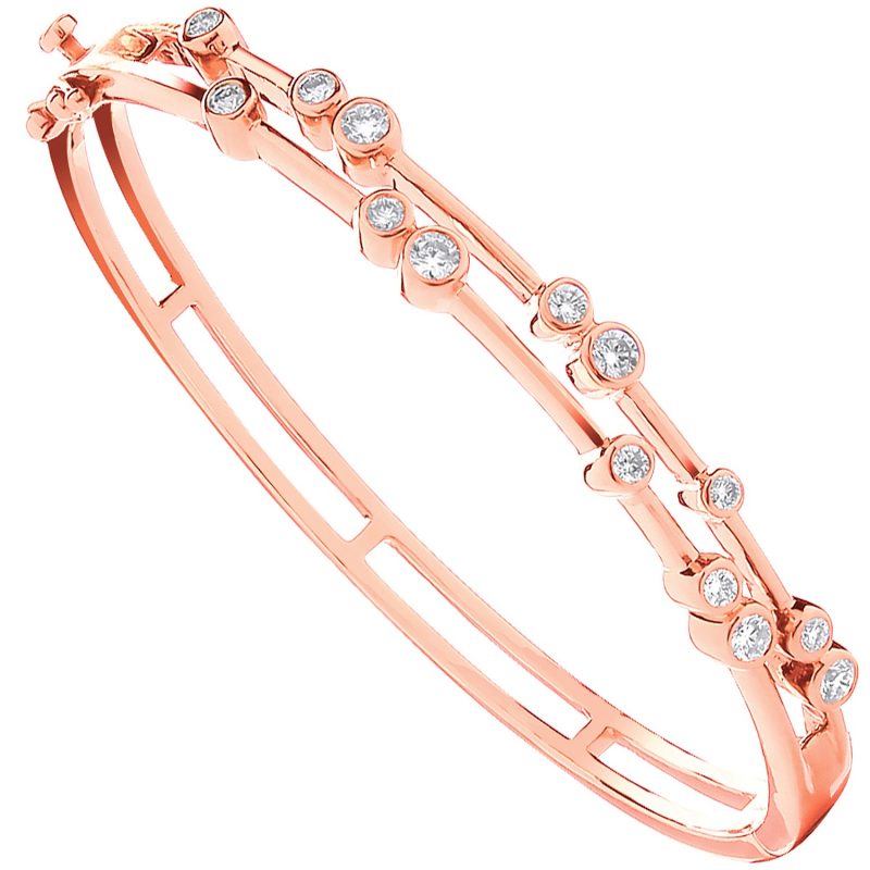  18ct Rose Gold 1.00ct Dress Certified Split Diamond Bangle