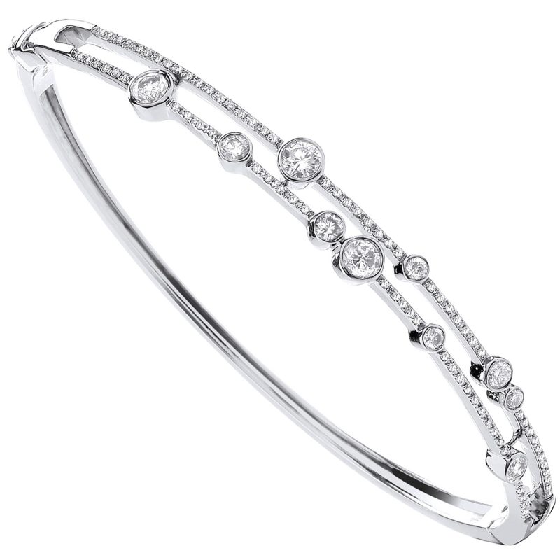  18ct White Gold 1.00ctw Diamond Dress Bubble Bangle