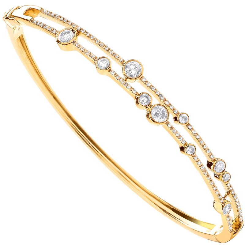  18ct Italian Gold 1.00ct Diamond Dress Bangle.