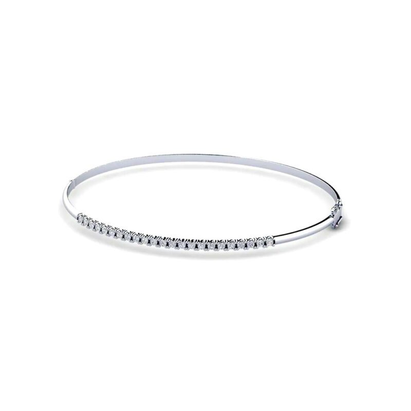  18ct White Gold 1.15ct 2.2mm Italian Gold Diamond Ladies Bangle