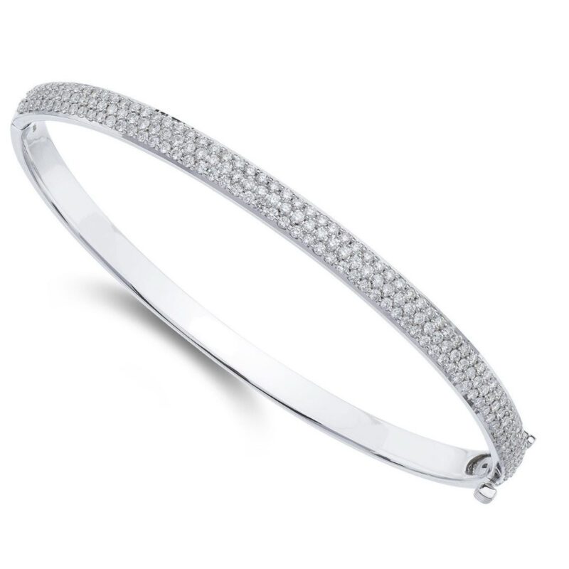  18ct White Gold Pave Set 3.15ct GH-SI 5.7mm Diamond Bangle